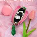 Strawberry Coin Purse Charm Leather Change Purse with Keychain, Cute Fruit Coin Pouch with Zipper, Mini Fruit Bag Charm Coin Purse for Women (Strawberry, pink)