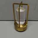 Portable Metal Table Lamp for Indoor/Outdoor, Rechargeable Cordless LED Lamp, 3-Colour Infinitely Dimming Battery Powered Small Desk Lamp, Restaurant/Bedroom/Bar/Coffee Shop/Camping Light (Gold)