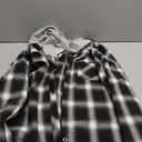 Women's Plaid Flannel Shirts Hoodie Long Sleeve Oversized Shirt Jacket Button Down Blouse Tops (Black, XXL)