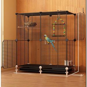 Large Bird Flight Cage with Rolling Stand for African Grey Parrot Cockatiel Sun Parakeet Conure Lovebird Canary (29.1" L x 14.5" W x 32.2" H)