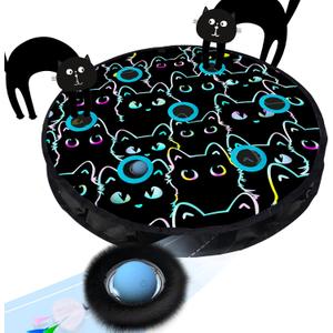 ORSDA Cat Toys, Interactive Fast Rolling Ball in Pouch, Hide and Seek for Indoor Cats, Motion Chirping Activated Moving Ball, 7 Holes Mat Mouse Catching Game
