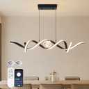 LED Modern Chandeliers for Dining Room, 39in Dimmable Black Chandelier Kitchen Pendant Lighting Over Island, Linear Wave Spiral Pendant Light Fixtures Dining Room Lights Ceiling Hanging, 36W (39 inch, Wave spiral, 1-Bulb)