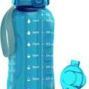 AQUAFIT 64 oz Water Bottle with Time Marker - 2in1 Straw & Chug Lid - BPA Free Big Water Bottle with Straw - Gym Water Bottle with Strap - Water Jug (64 Ounces, Aqua)