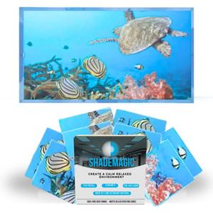 ShadeMAGIC Fluorescent Light Covers for Classroom Office-Seascape-Light Filter Pack of;Eliminate Harsh Glare That Causing Eyestrain and Head Strain.Office & Classroom Decorations. Light Diffusers (4)
