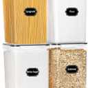 4 Pack Extra Large Airtight Food Storage Containers with Lids (6.5L / 220 oz), BPA Free Plastic Kitchen and Pantry Organization Contianers for Cereal Flour and Sugar Storage, Labels & Marker