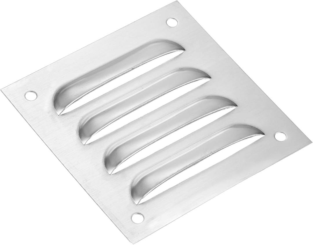 PATIKIL 4 x 4 Inch Vent Cover, 304 Stainless Steel Screen Air Grille Ventilation Cover HVAC Louvered Grill for Home Kitchen Bathroom Wall Ceiling