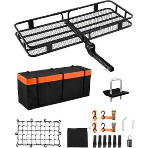 VEVOR 60x24x6 Folding Hitch Carrier - 500lb Capacity Cargo Basket & Waterproof Bag, Fits 2" Hitch Receiver for SUV, Truck, Pickup