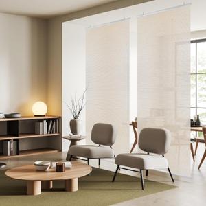 DECOLAB Hanging Room Divider, Semi Privacy Partition Separator Panel for Studio Apartment, Office, Open Plan Space, Trimmable Length, Natural Woven, 36W x 96L, Set of 2, Amber