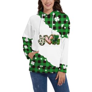 2 x TMSD Women's Mardi Gras St.Patrick's Day Long Sleeve Hoodie with Pocket (Hoodie | Peace & Love)