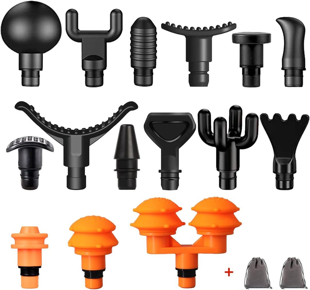 AiRelax Massage Gun Attachments for Hypervolt Go, Upgraded 15 PCS Massager Heads to Meet Different Needs for Deep Tissue Muscle Massage Gun, Plug-n-Play MassageGun Accessories Easy to Use.
