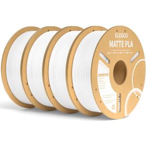 ELEGOO Matte PLA Filament Matte White 4KG, 1.75mm 3D Printer Filament Bundle Dimensional Accuracy +/- 0.02mm, 4pcs 1kg Carboard Spool (2.2lbs) for Most FDM 3D Printers