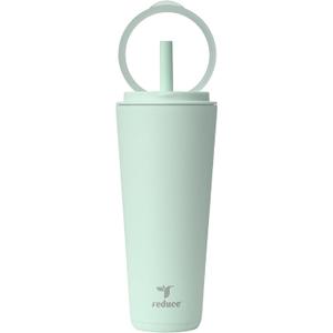 REDUCE Halo 32 oz Stainless Steel Vacuum Insulated Tumbler - Spill Proof Travel Mug with Flip Handle Lid - Keeps Drinks Cold for 32 Hrs - Dishwasher Safe - Cupholder Friendly - Sea Glass