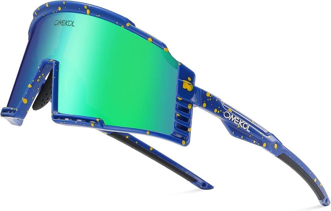 OMEKOL Two Sizes For Adults and Youth Sunglasses Sports Baseball Cycling Glasses Men Women MTB Bicycle Eyewear Outdoor (F12)