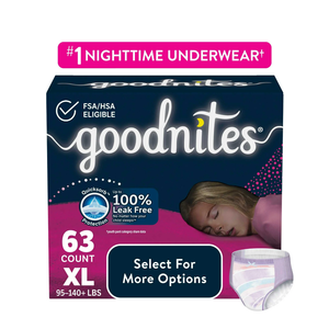 Goodnites Girls' Nighttime Bedwetting Underwear, Size Extra Large (95-120 lbs), 63 Ct (3 Packs of 21)
