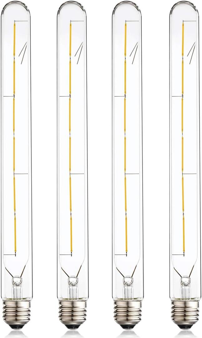 Leools Vintage LED Filament Bulb T300, 6W Dimmable T10 Edison Light Bulb Long Tubular Antique LED Light,E26 Base,Clear Glass,Warm White,2700K, 600LM(60W Equivalent),11.81in(300mm), Pack of 4