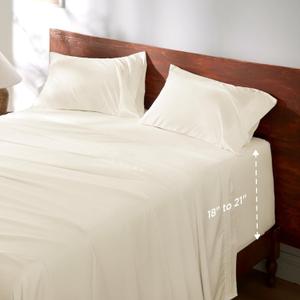 Bedsure Deep Pocket King Sheet Set - Fits Mattresses Up to 21 Inches Thick - 4 Piece GentleSoft Bed Sheets, Moisture Wicking, Soft & Cooling Bedsheet & Pillowcases, Easy & Secure Fit, Ivory