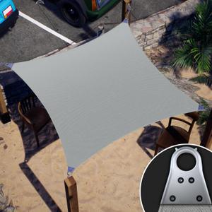 ColourTree Super Ring 22' x 24' Grey Rectangle Sun Shade Sail, Commercial Grade UPF50 Canopy, Reinforced Corners & Edges, 260 GSM Fabric Heavy Duty - (We Make Custom Size) (Gray)