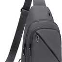 Seoky Rop Sling Bag for Men Women, Small Nylon Crossbody Bag Trendy, Casual Shoulder Chest Bag for Travel Running Hiking Grey
