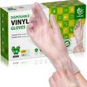 Disposable Vinyl Gloves, Food Safe, Latex-Free Powder-Free Clear Plastic Gloves for Cooking, House Clean, Food Prep (Large, 100)