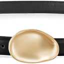 WERFORU Women Skinny Belts for Dress Jeans Ladies Thin Faux Leather Belt with Unique Gold Buckle,0.7" width (Fit waist size 28"-34")