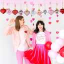 2 x 36 Pcs Valentine Heart Shaped Ornaments, Rose Gold Silver Pink Red Heart Ornaments for Mother's Day Christmas Wedding Anniversary Valentines Day Hanging Decorations