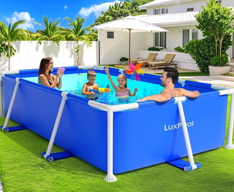 LuxPool Above Ground Pool, Frame Deep Swimming Pools, Family Pool, Large Above Ground Easy Set, Outdoor Backyard Pools for Kids, Adults, 7ft x 48in x 24in