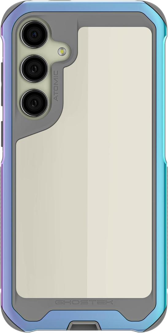 Ghostek Atomic Slim Galaxy S24 Plus Case with Shockproof Iridescent Aluminum Bumper, Clear Back and Wireless Charging Compatible Phone Cover Designed for 2024 Samsung Galaxy S24+ (6.7") (Prismatic)