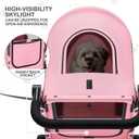 MoNiBloom Pet Stroller for Large Dogs or Multiple Dogs Cats with Adjustable Handle, 3-Wheels Dual Entry Portable Dog Carting Easy Folding Pet Wagon Double Dog Stroller up to 55 lbs, Pink