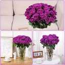72 Pcs Artificial Roses Purple Fake Silk Roses Realistic Roses Faux Flower Indoor Wedding Home Decor, Birthday Decorations