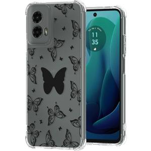 Buleens for Motorola for Moto G 5G 2024 Case - Clear Flexible TPU Women Cute Girls Protection Phone Cover Slim Fit Shockproof Girly Unique Design Pattern Phone Case for Moto G 5G 2024, Butterfly