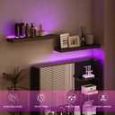BAMEOS Floating Shelves with LED for Wall, Sturdy Shelves with RGB Light, Wall Mounted Display Shelves, Set of 2, Hanging Shelf for Bathroom, Bedroom, Kitchen, Living Room Storage, Black, 24 X 6