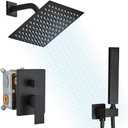 Shower Faucet Set Rain Shower System Matte Black with High Pressure 8-Inch Shower Head Handheld Square Shower Head Bathroom Luxury Rain Shower Faucet Shower Complete Combo Kit Wall Mounted