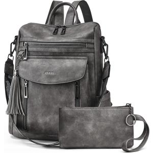 Shrrie Backpack Purse for Women Fashion Leather Backpack Purse Designer Travel Backpack Convertible Shoulder Bag with Wristlet