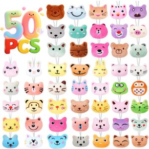 VISATOR 50pcs Mini Stuffed Animals Keychains Small Plush Toys Bulk for Claw Machine Prizes, Christmas Party Favors for Kids, Classroom Rewards, Carnival Gifts, Goodie Bags, Easter & Birthday Gifts