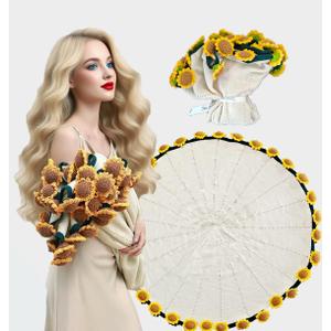 Sunflower Crochet Flower Bouquet Blanket Sunflower Flower Blankets Gifts for Teacher Mom Graduation Birthday Gifts for Women 31 Inches