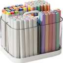Small Plastic Portable Caddy with Handle, Stackable Pen Holder 4 Compartments, Clear Pencil Organizer for Art Supplies, Crafts, Colored Pencils, Stationery, Markers
