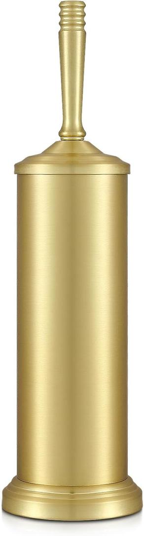 Gold Toilet Brush and Holder Set, Stainless Steel Toilet Brush for Bathroom,Heavy Duty Gold Toilet Bowl Brush and Holder,Deep Cleaning Modern Toilet Cleaner Brush -Space Saving, Covered Brush, Durable