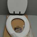 Mayfair Bennett Toilet Seat with Matte Black Hinges, Slow Close Wood Seat, Secure Metal Hinges, Easy Install, Made in USA, Elongated, White