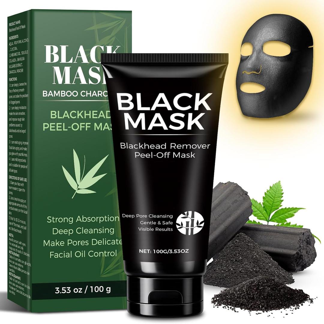 Blackhead Remover Mask, Charcoal Peel-Off Face Mask Deep Pore Cleansing, Reduces Blackheads, Excess Oil, Black Head Remover for Face for Oily and Combination Skin, Pore Cleaner for Unisex Adults