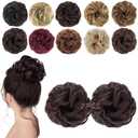 MORICA 2PCS Messy Hair Bun Hair Scrunchies Extension Curly Wavy fake hair bun Synthetic Chignon hair pieces for Women(6#)