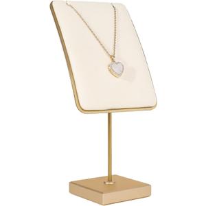 GemeShou Beige jewelry stand necklace holder, Gold necklace display stands for selling, Velvet necklace hanger storageBeige (Cream)
