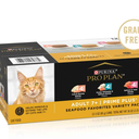 Purina Pro Plan Grain Free Senior Wet Cat Food Variety Pack Pate, SENIOR Seafood Favorites - (12) B est By: Feb 2027 Pack Of 2