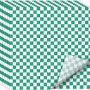 EcoDispose 12 x 12 Inches Grease Proof Deli Paper Precut Sheets for Deli Food, BBQ, Picnic, Party (100 Pcs, Green&White Checker)