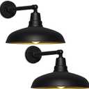 17" Outdoor Gooseneck Barn Light, Matte Black Industrial Wall Mount, Rust and Weatherproof, Vintage Farmhouse Style for Porch, Garden or Garage - 2 Pack