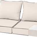 22x22 inch Outdoor Chair Cushion Set of 2, Fade-Resistant Deep Seat Patio Cushions with Handle Straps, Patio Furniture Cushion for Seat Patio Chairs, Rattan Furniture, Beige