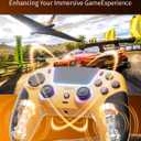 CAWOOSOO Yellow Wireless Controller Compatible for PS5/Pro/Slim/PC, Gradient Color RGB mode & haptic feedback & 1000 mAH battery & 3.5mm Audio Jack & Speaker