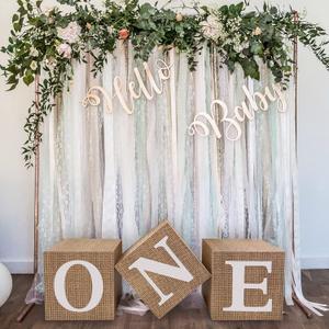 Burlap Print ONE Boxes for 1st Birthday Decorations Boho First Birthday Decorations Gender Neutral 3 Pcs ONE Balloon Box