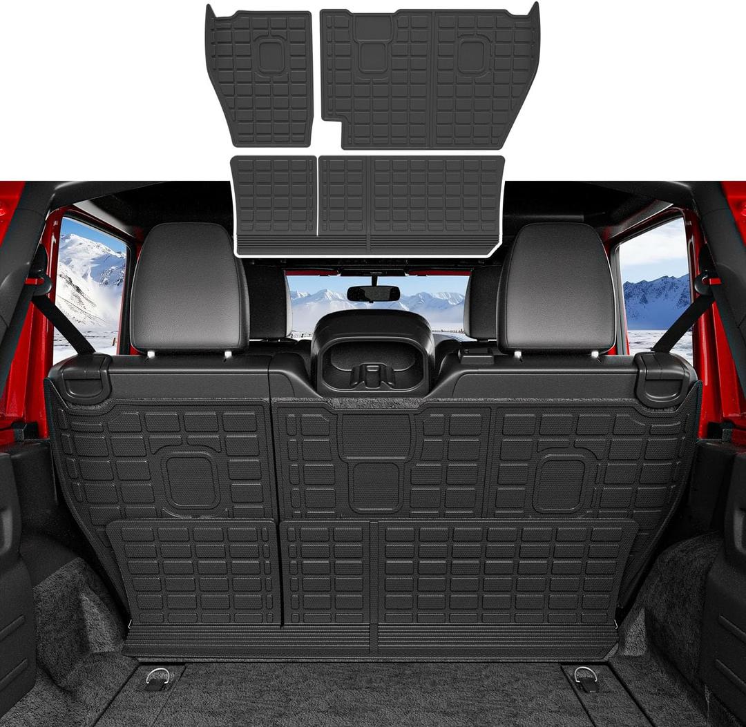 Backrest Mat Compatible with 2018-2025 Jeep Wrangler JL Unlimited 4X4 Cargo Mat TPE Back Seat Protector Replacement for 2018-2025 Jeep Wrangler JL Accessories