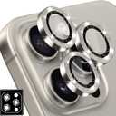 Designed for iPhone 16 Pro and 16 Pro Max Camera Lens Protector, Diamond Glitter Bling Sparkle Lens Cover 9H Tempered Glass Camera Cover Anti Scratch Shockproof Screen Protector for Women Girls (Natural Titanium Glitter)