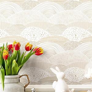 Pack of 2, Toduso Peel and Stick Wallpaper White and Gold Wall Paper Dot/Line Contact Paper 17.3''x118'' Removable Self-Adhesive Wallpaper Room Decor Wall Covering Vinyl Rolls